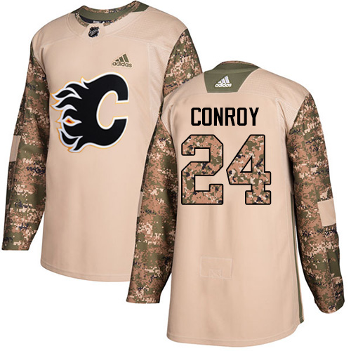 Adidas Flames #24 Craig Conroy Camo Authentic Veterans Day Stitched NHL Jersey - Click Image to Close